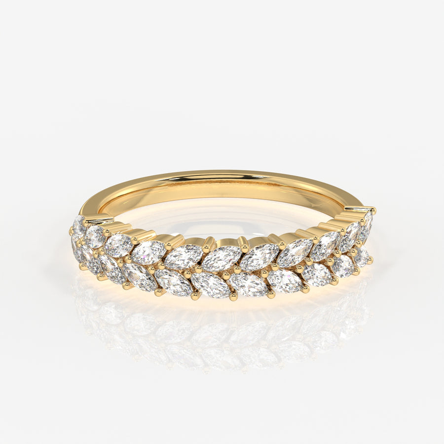 Marquise Cut Lab Grown Diamond Wedding Band 14k Gold Ring