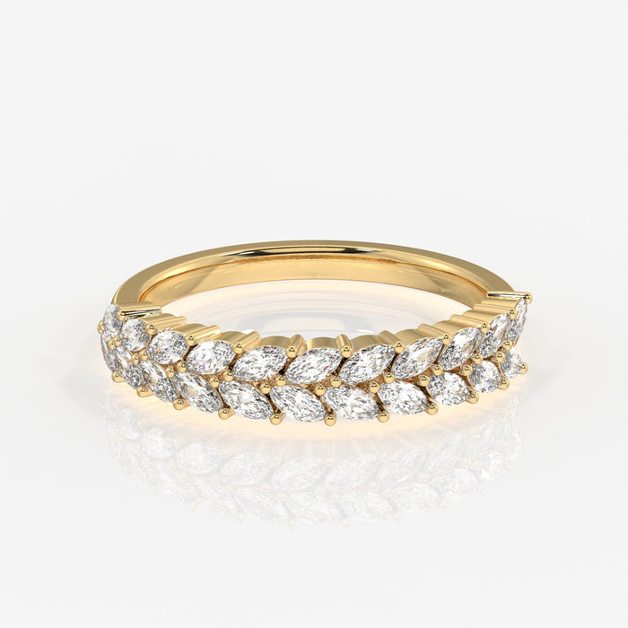 Marquise Cut Lab Grown Diamond Wedding Band 14k Gold Ring