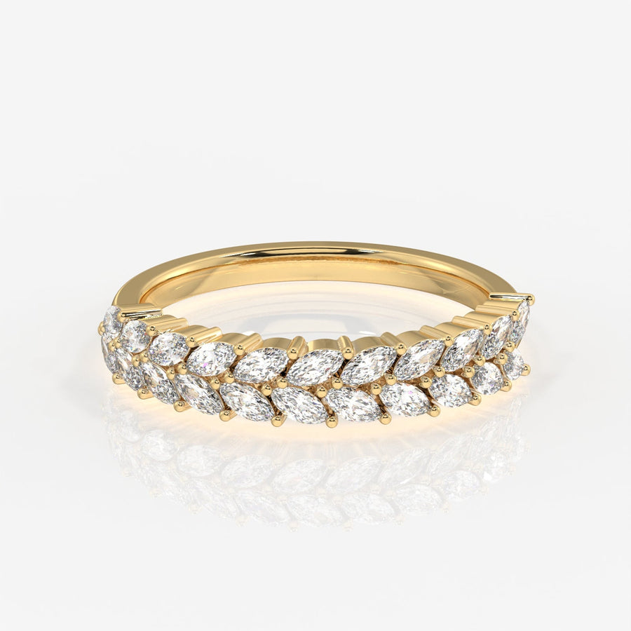 Marquise Cut Lab Grown Diamond Wedding Band 14k Gold Ring