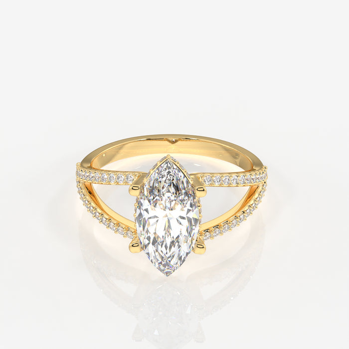 Marquise Cut Moissanite Diamond Engagement Sterling Silver Ring