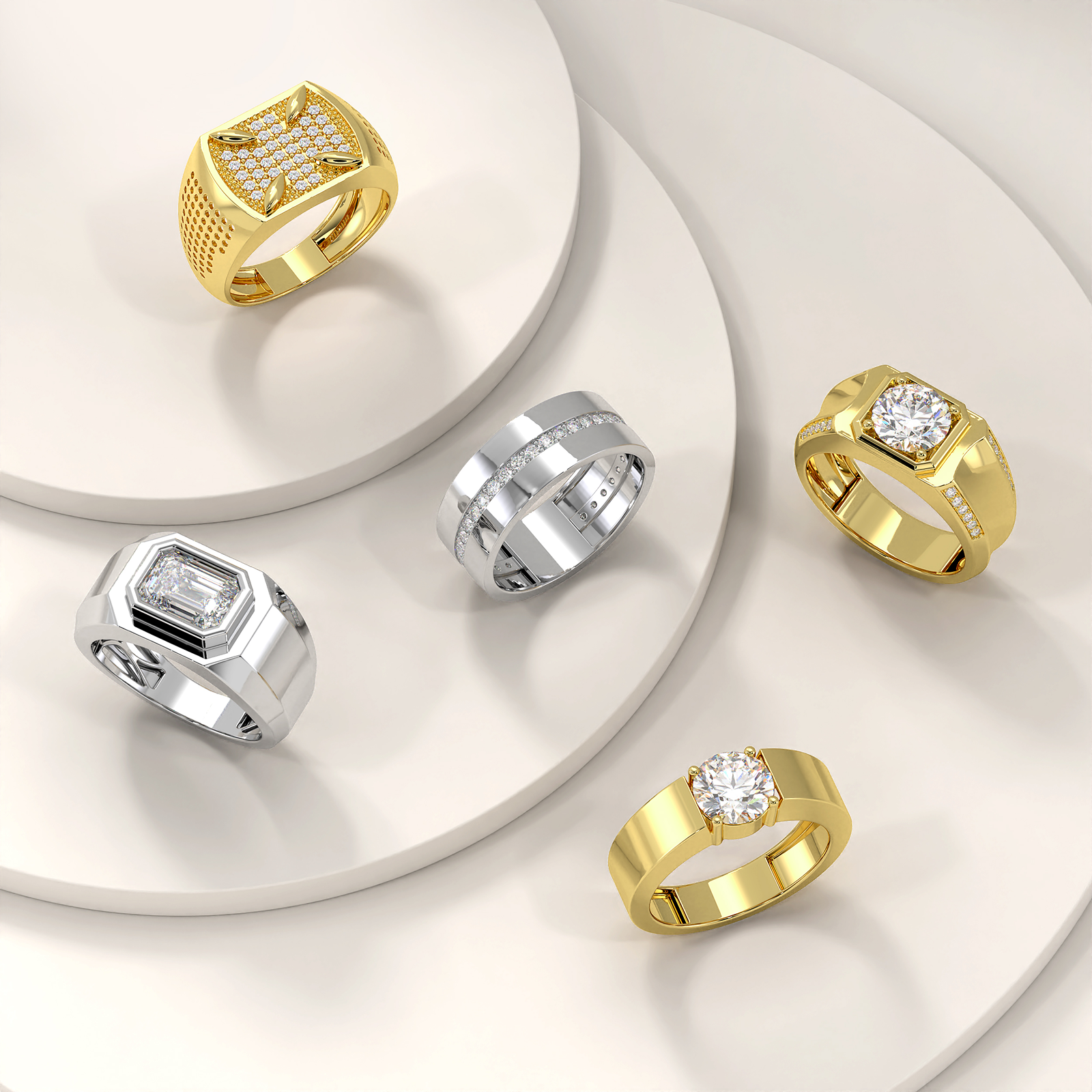 Moissanite Men's Rings