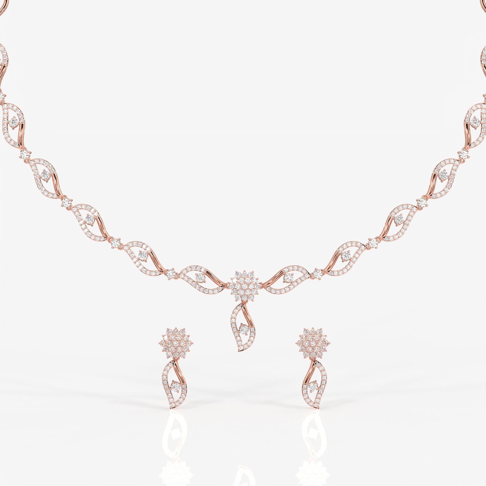 Order Round Cut Moissanite Diamond Sterling Silver Necklace & Earrings