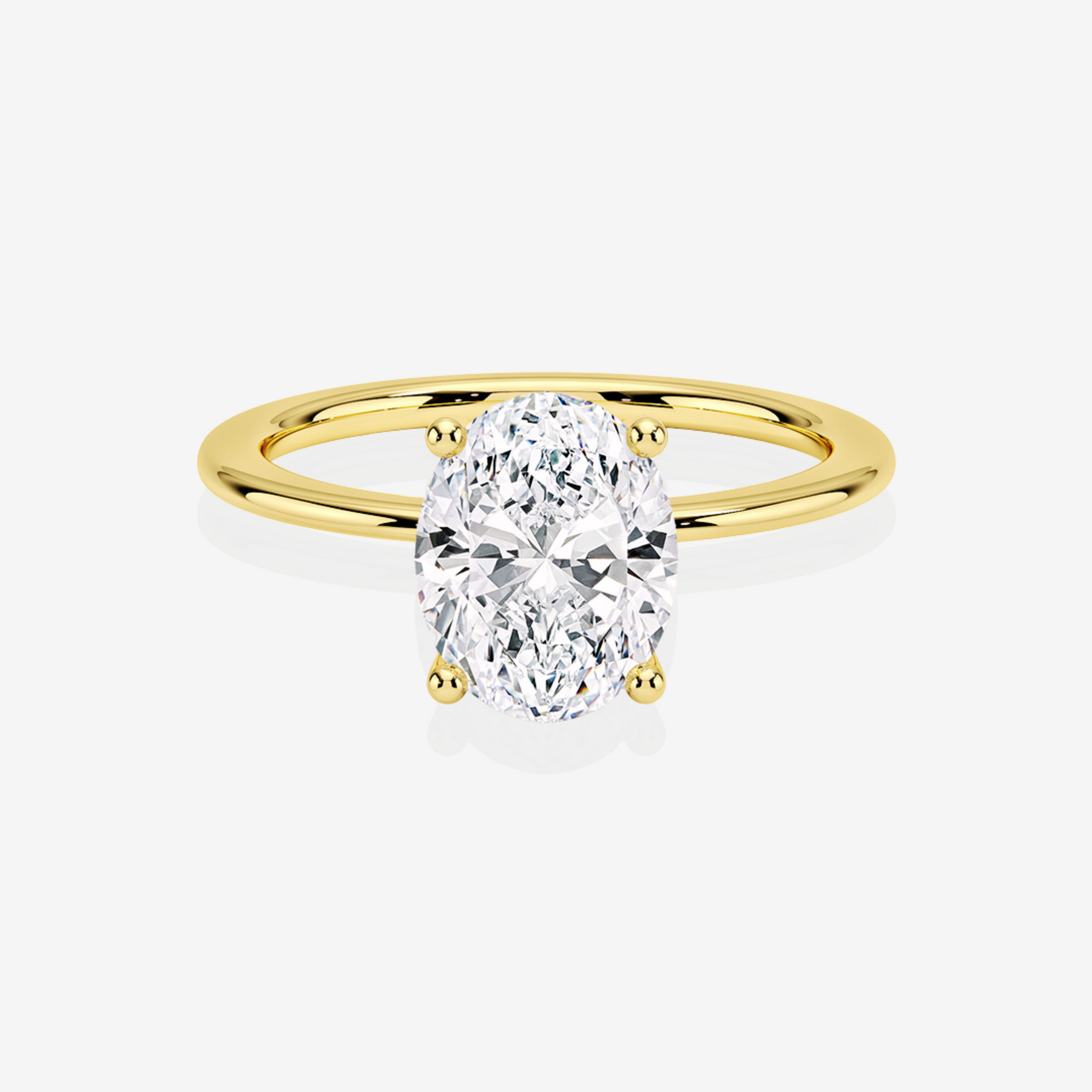 Oval Cut Lab Grown Diamond Classic Solitaire Engagement 14k Gold Ring