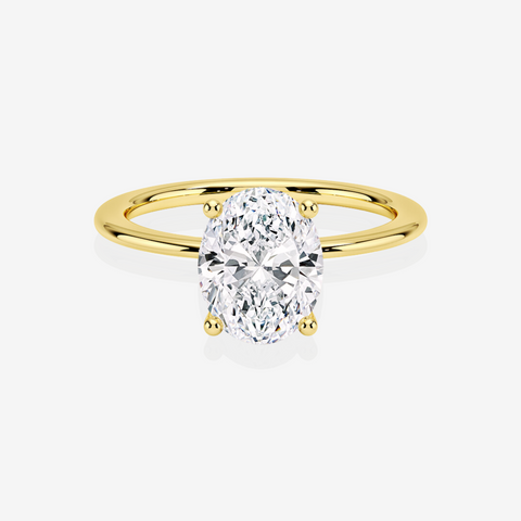 Oval Cut Lab Grown Diamond Classic Solitaire Engagement 14k Gold Ring
