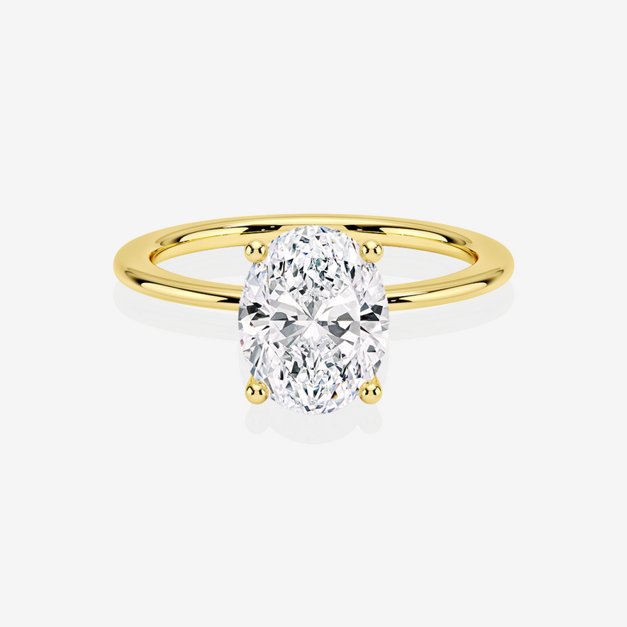 Oval Cut Lab Grown Diamond Classic Solitaire Engagement 14k Gold Ring