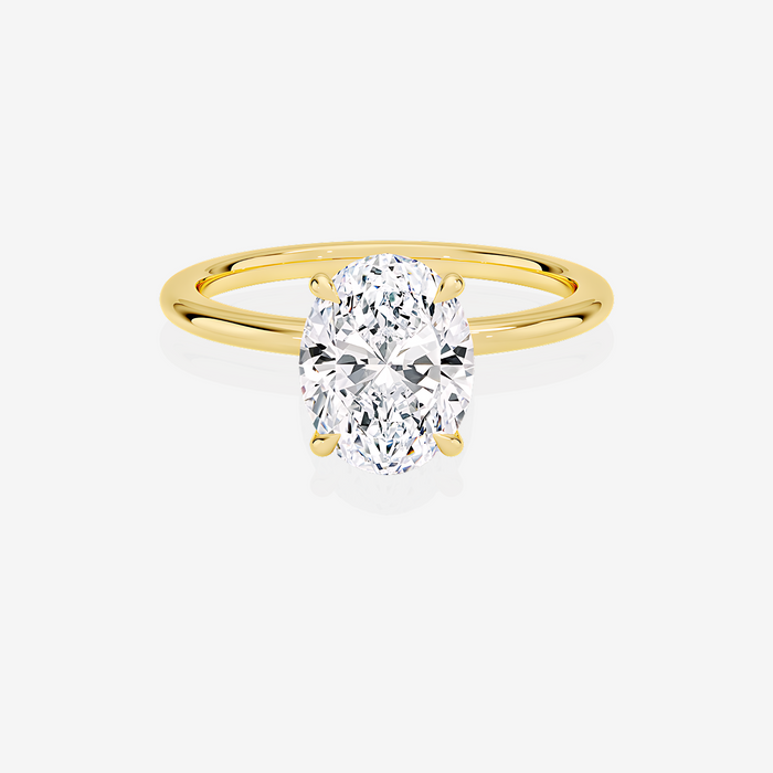 Oval Cut Lab Grown Diamond Petite Solitaire Engagement 14k Gold Ring
