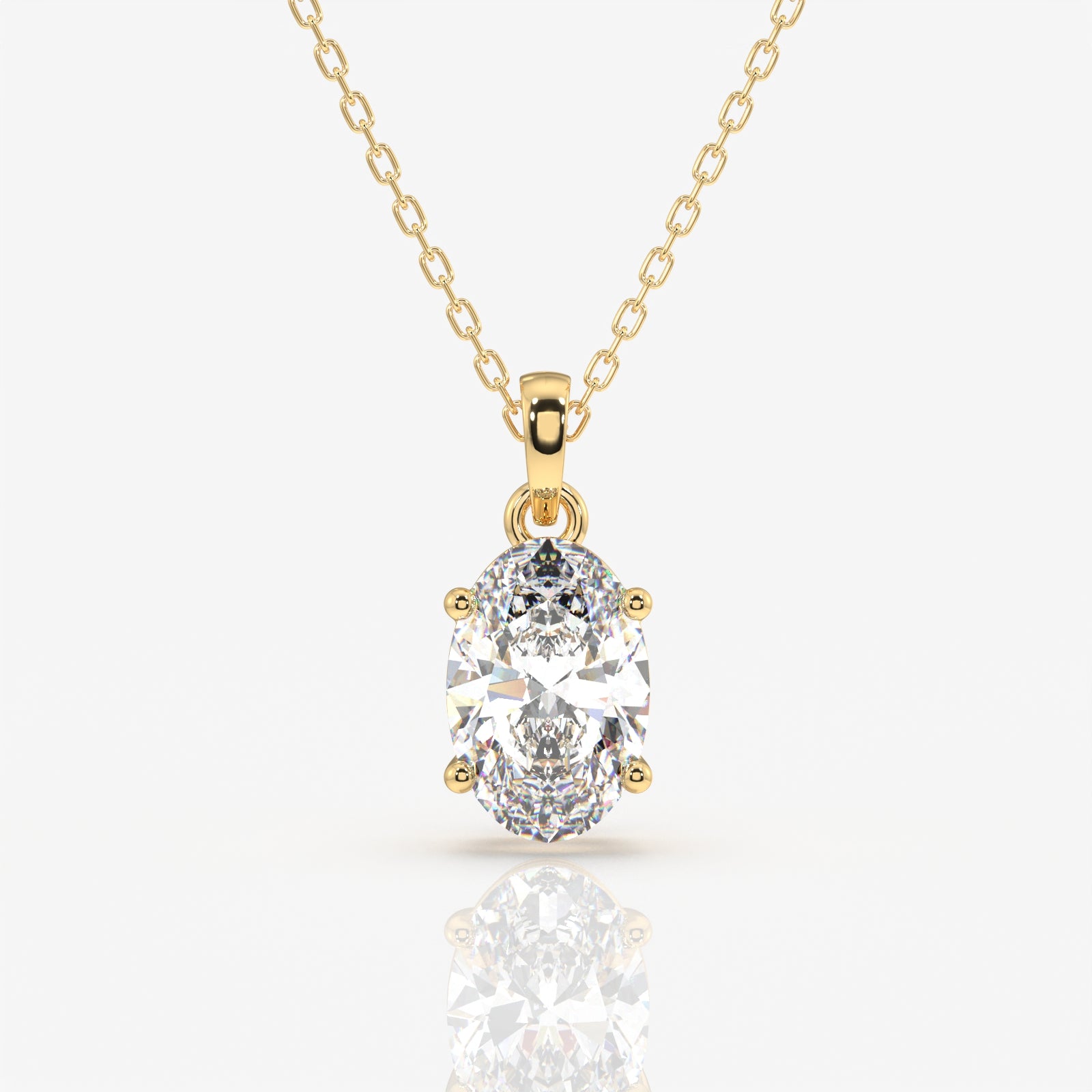 Oval Cut Lab Grown Diamond Solitaire 14k Gold Pendant