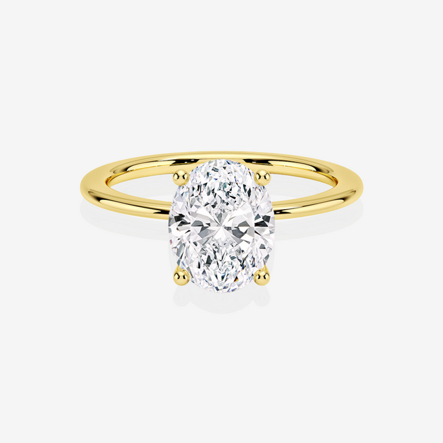 Oval Cut Lab Grown Diamond Solitaire Engagement 14K Gold Ring