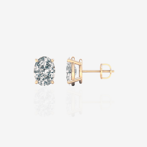 Oval Cut  Lab Grown Diamond Stud 14k Gold Earrings