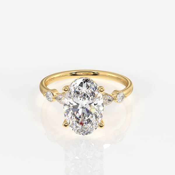 Oval Cut Moissanite Diamond Engagement Sterling Silver Ring