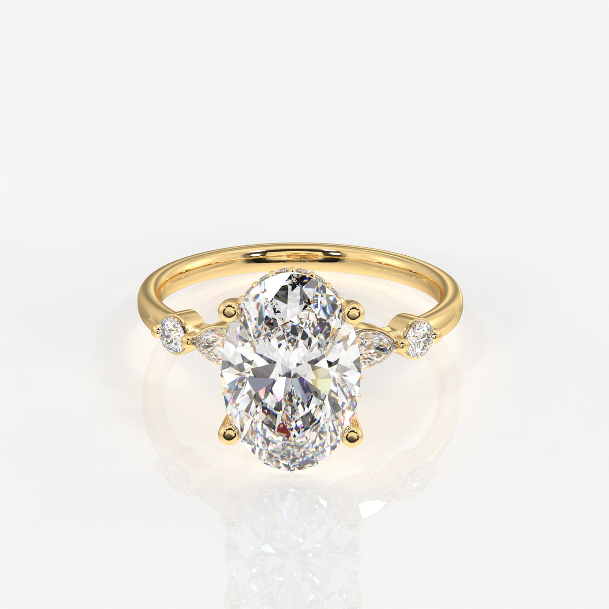 Oval Cut Moissanite Diamond Engagement Sterling Silver Ring
