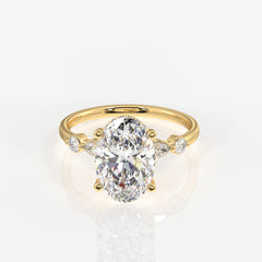 Oval Cut Moissanite Diamond Engagement Sterling Silver Ring