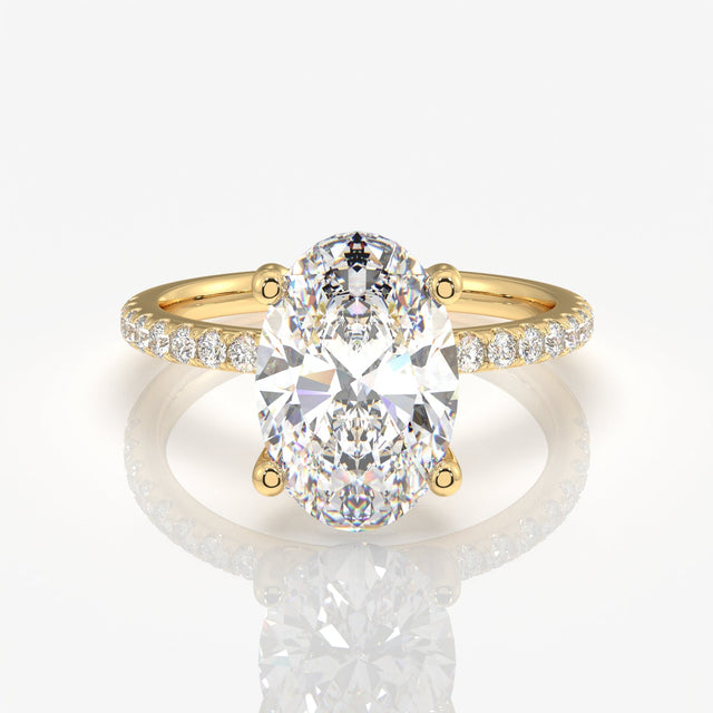 Oval Cut Moissanite Diamond Pave Sterling Silver Ring