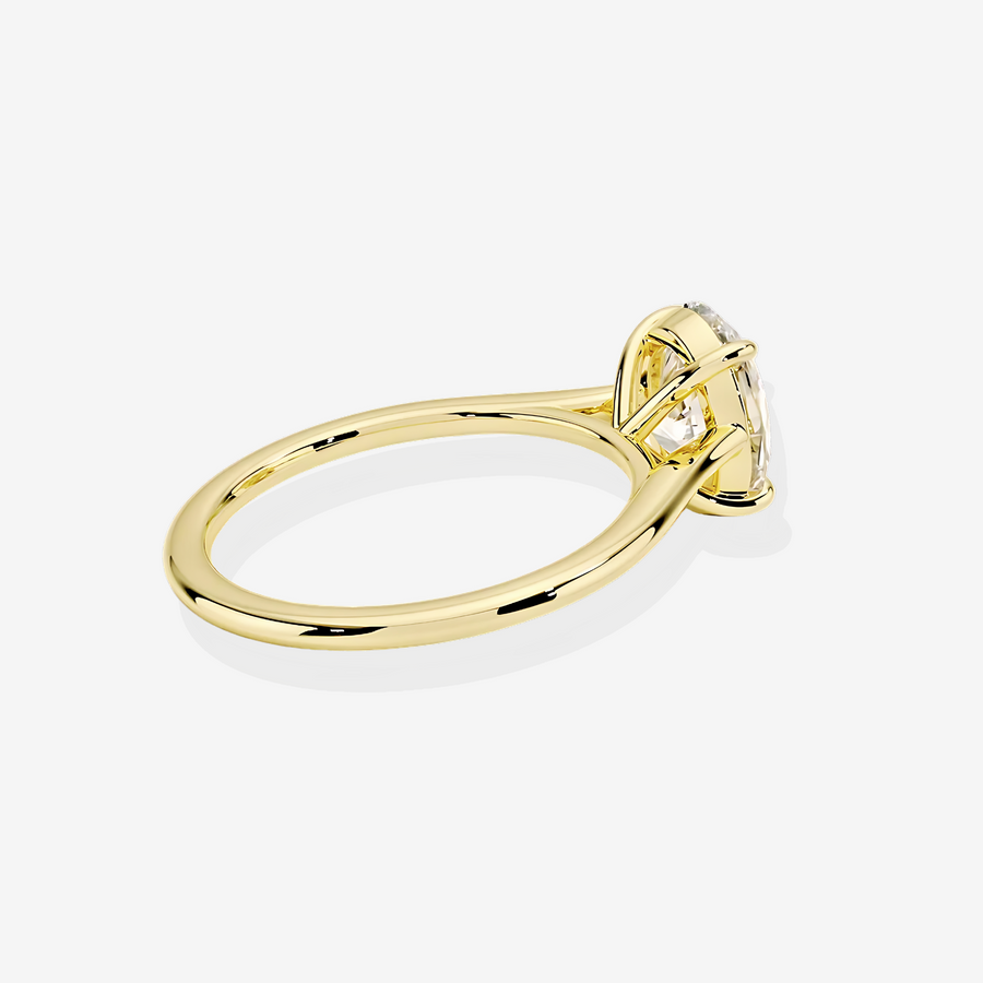 Portuguese Cut Lab Grown Diamond Provence Solitaire Engagement 14K Gold Ring