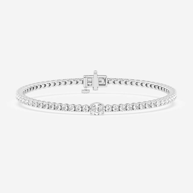 Oval Cut Lab Grown Diamond Tennis 14k Gold Bracelet