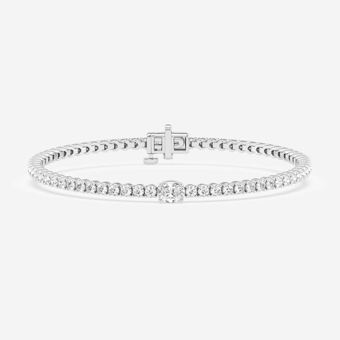 Oval Cut Moissanite Diamond Tennis Sterling Silver Bracelet