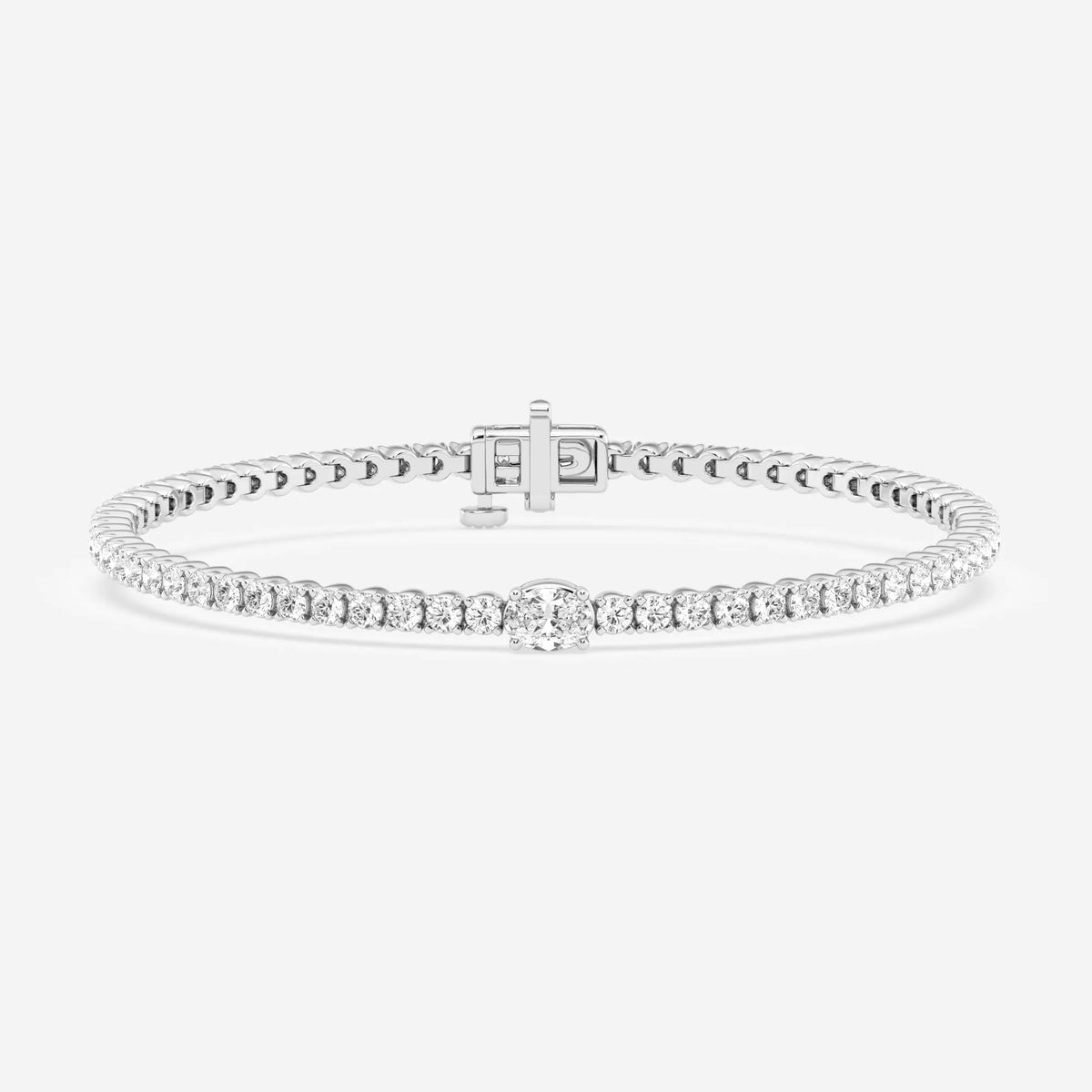 Oval Cut Moissanite Diamond Tennis Sterling Silver Bracelet