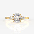 Oval and Pear Cut Moissanite Diamond Three Stone Sterling Silver Ring