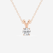 Round Cut Moissanite Diamond Solitaire Sterling Silver Solitaire Pendant