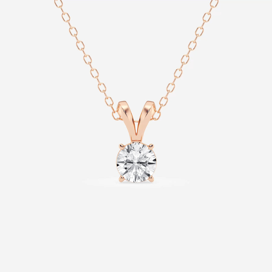Round Cut Moissanite Diamond Solitaire Sterling Silver Solitaire Pendant