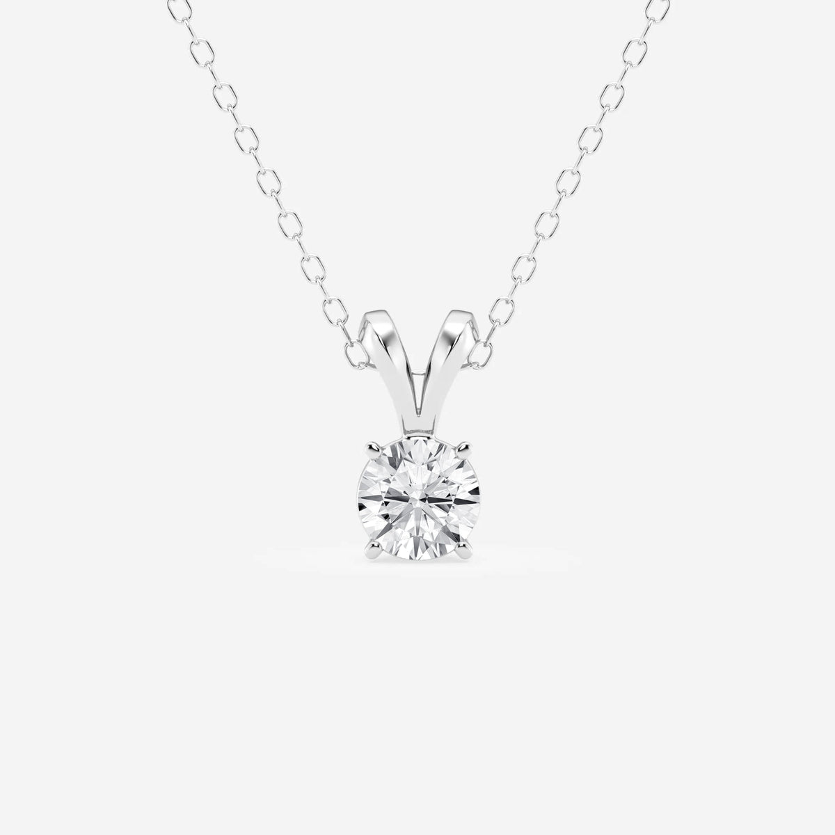 Round Cut Moissanite Diamond Solitaire Sterling Silver Solitaire Pendant