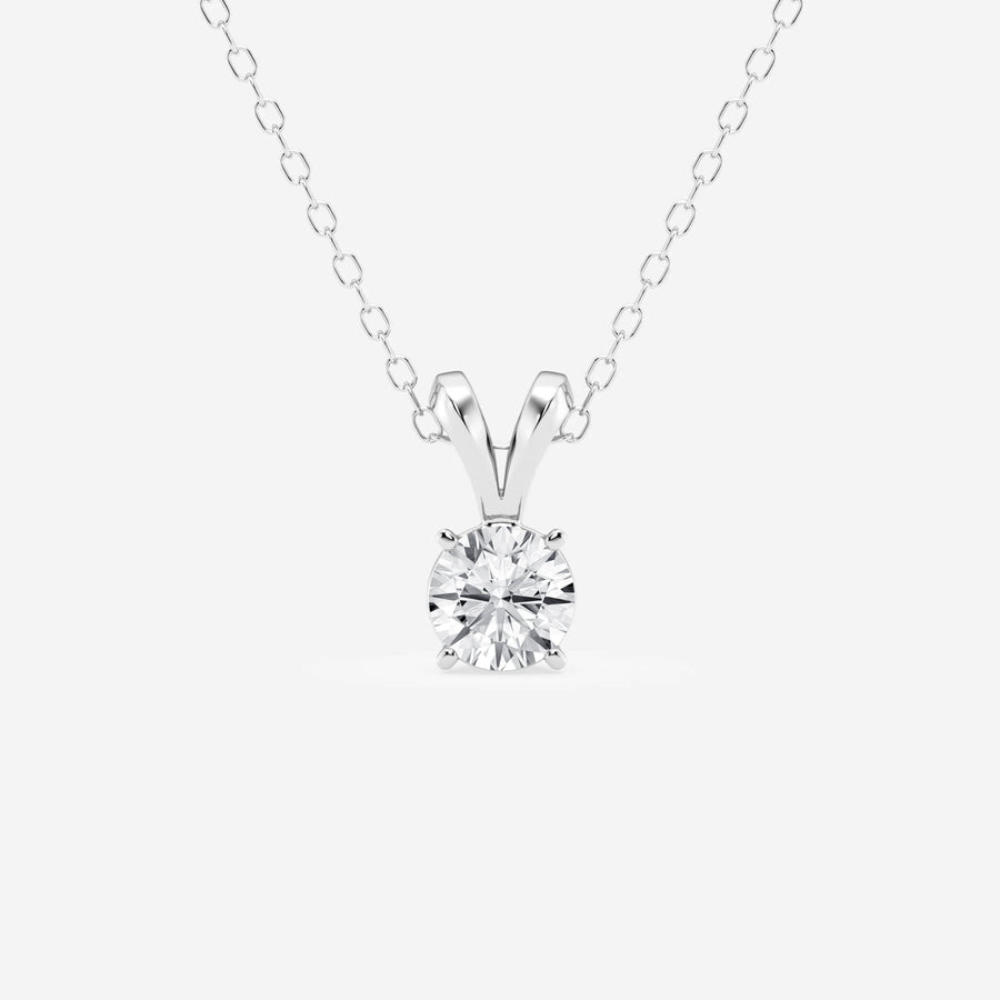 Round Cut Moissanite Diamond Solitaire Sterling Silver Solitaire Pendant