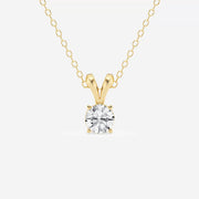 Round Cut Moissanite Diamond Solitaire Sterling Silver Solitaire Pendant