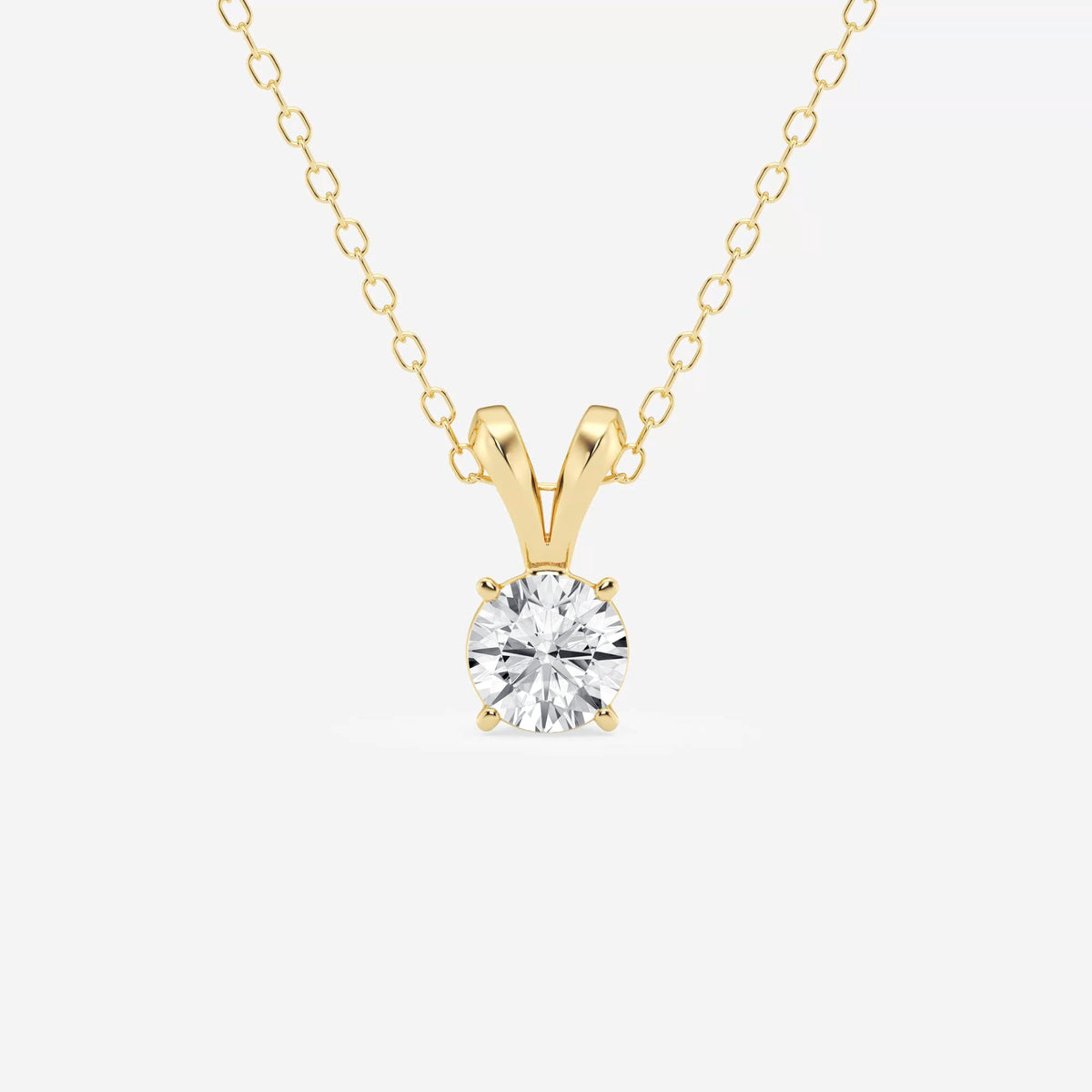 Round Cut Moissanite Diamond Solitaire Sterling Silver Solitaire Pendant