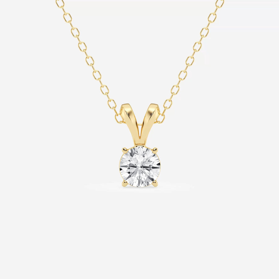 Round Cut Moissanite Diamond Solitaire Sterling Silver Solitaire Pendant
