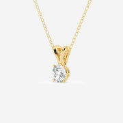 Round Cut Moissanite Diamond Solitaire Sterling Silver Solitaire Pendant