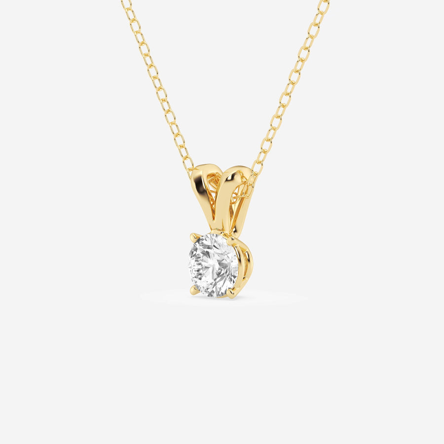 Round Cut Moissanite Diamond Solitaire Sterling Silver Solitaire Pendant