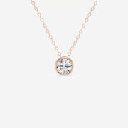 Round Cut Moissanite Diamond Bezel Solitaire Sterling Silver Solitaire Pendant