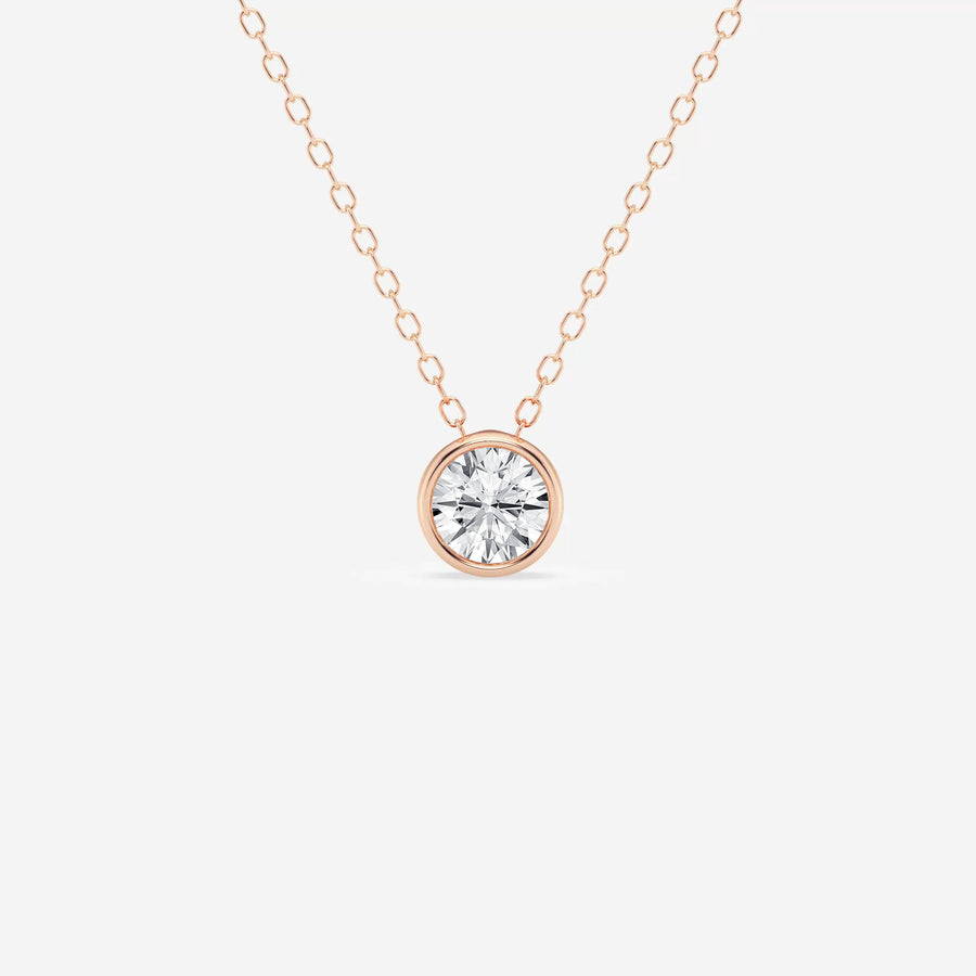 Round Cut Moissanite Diamond Bezel Solitaire Sterling Silver Solitaire Pendant