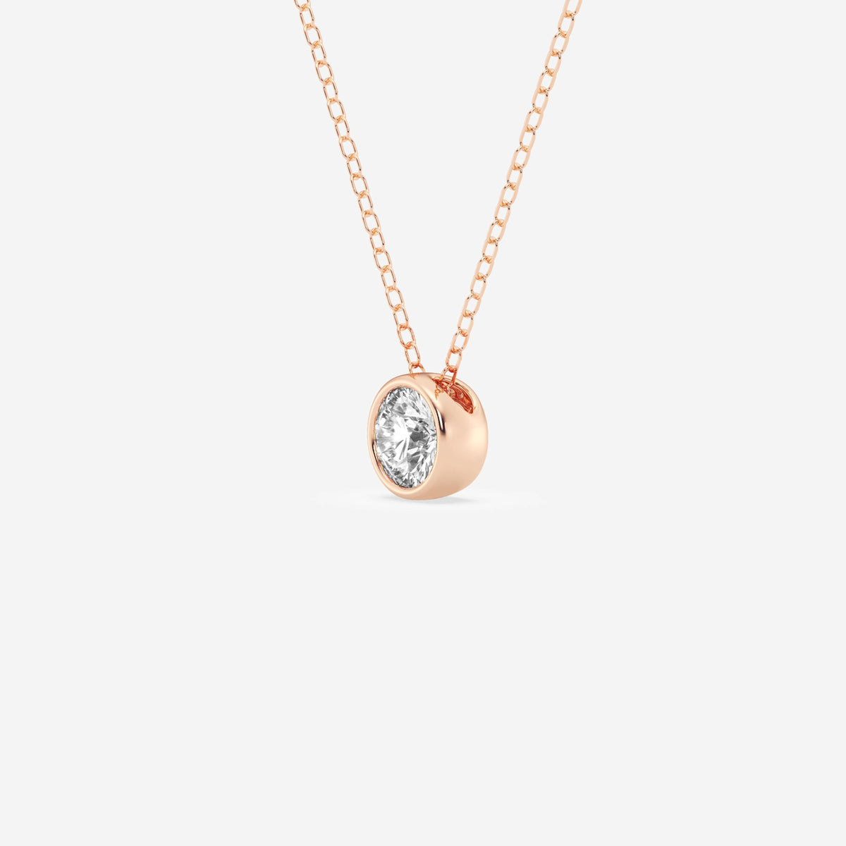 Round Cut Moissanite Diamond Bezel Solitaire Sterling Silver Solitaire Pendant