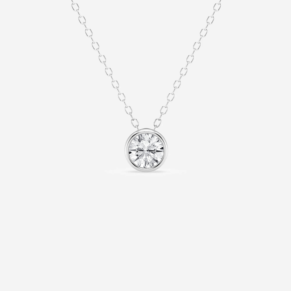 Round Cut Moissanite Diamond Bezel Solitaire Sterling Silver Solitaire Pendant