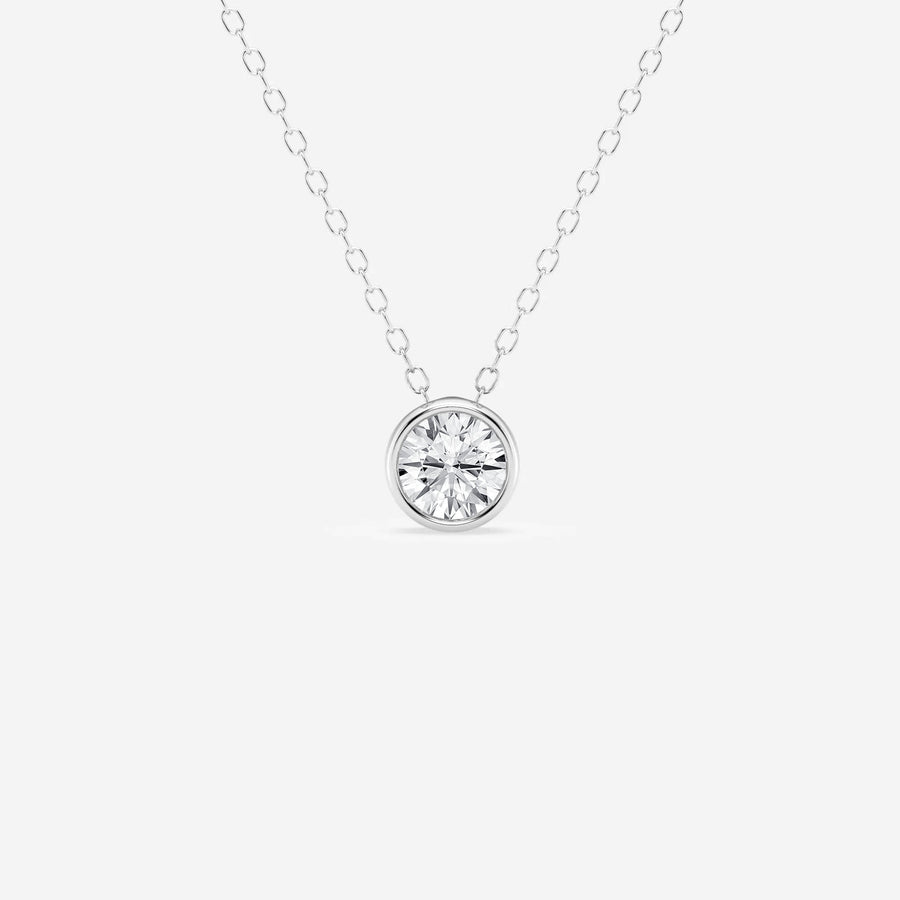 Round Cut Moissanite Diamond Bezel Solitaire Sterling Silver Solitaire Pendant