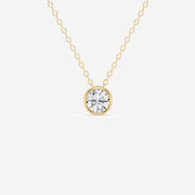 Round Cut Moissanite Diamond Bezel Solitaire Sterling Silver Solitaire Pendant