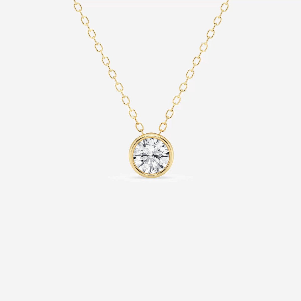 Round Cut Moissanite Diamond Bezel Solitaire Sterling Silver Solitaire Pendant