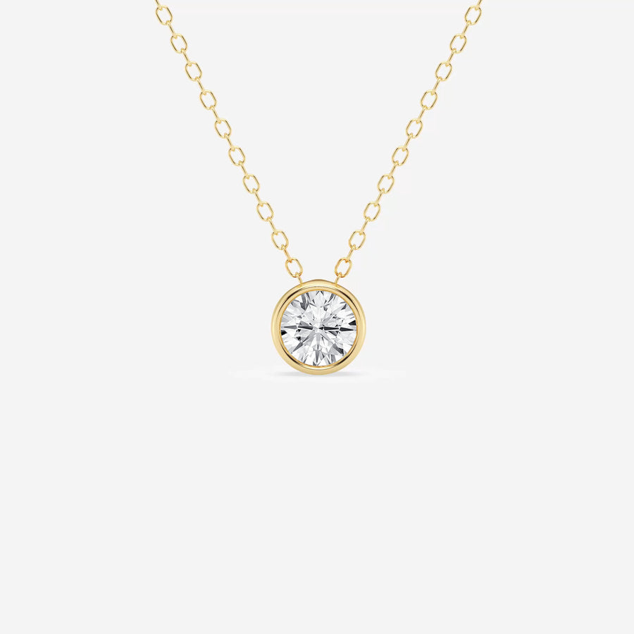 Round Cut Moissanite Diamond Bezel Solitaire Sterling Silver Solitaire Pendant
