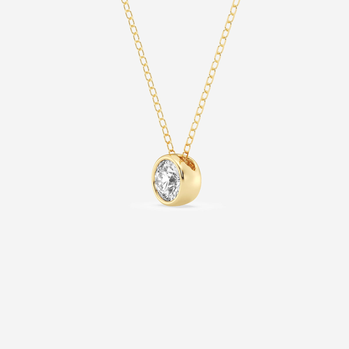 Round Cut Moissanite Diamond Bezel Solitaire Sterling Silver Solitaire Pendant