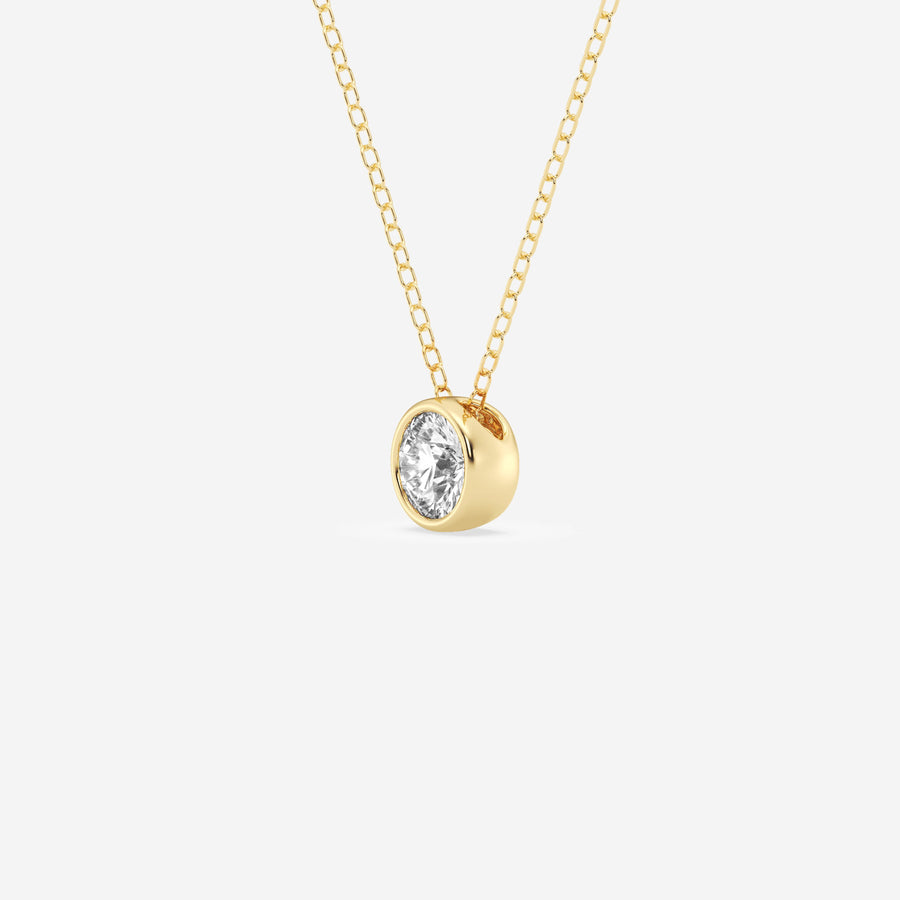 Round Cut Moissanite Diamond Bezel Solitaire Sterling Silver Solitaire Pendant