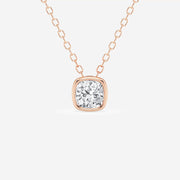Cushion Cut Moissanite Diamond Bezel Sterling Silver Solitaire  Pendant