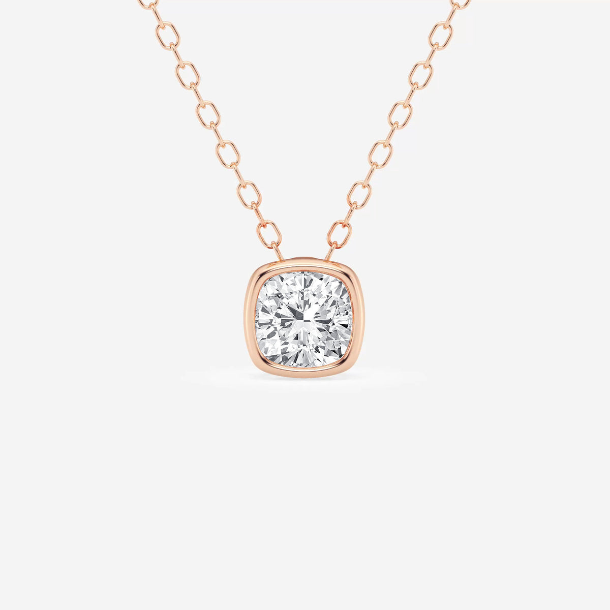 Cushion Cut Moissanite Diamond Bezel Sterling Silver Solitaire  Pendant