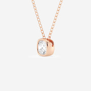 Cushion Cut Moissanite Diamond Bezel Sterling Silver Solitaire  Pendant