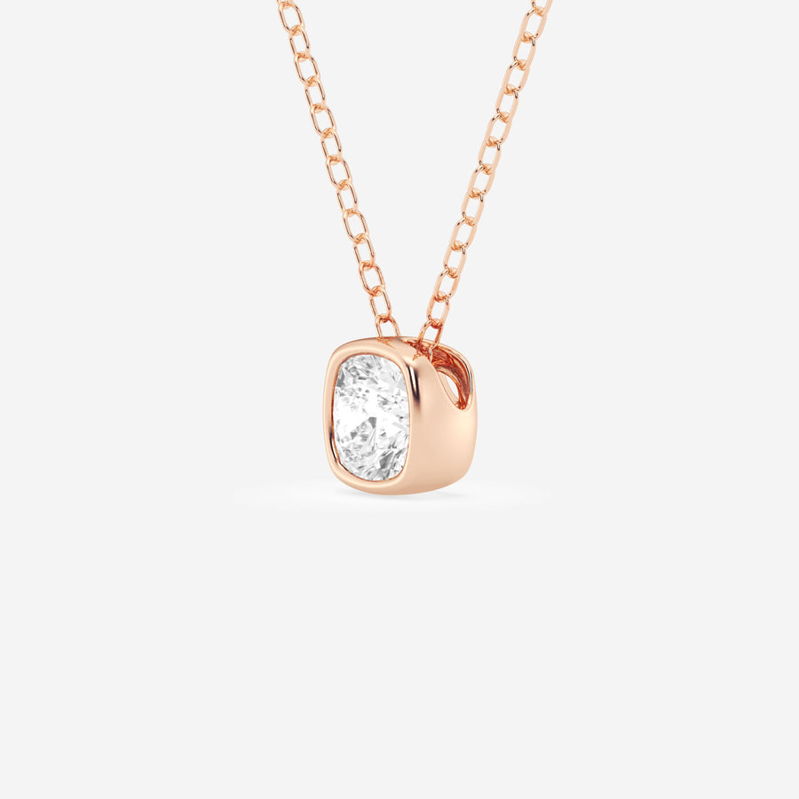 Cushion Cut Moissanite Diamond Bezel Sterling Silver Solitaire  Pendant