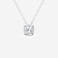 Cushion Cut Moissanite Diamond Bezel Sterling Silver Solitaire  Pendant