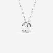 Cushion Cut Moissanite Diamond Bezel Sterling Silver Solitaire  Pendant