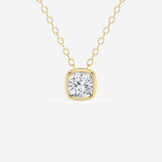 Cushion Cut Moissanite Diamond Bezel Sterling Silver Solitaire  Pendant