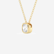 Cushion Cut Moissanite Diamond Bezel Sterling Silver Solitaire  Pendant