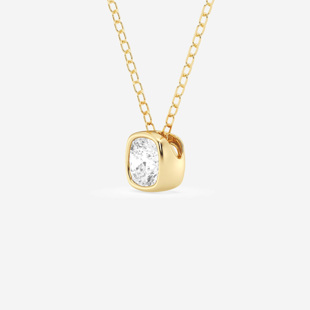 Cushion Cut Moissanite Diamond Bezel Sterling Silver Solitaire  Pendant